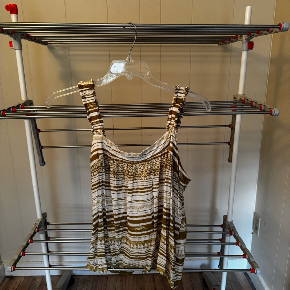 Striped Brown and White Women's Top - Picture 1 of 5